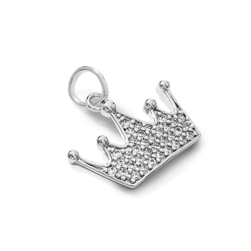 Silver-Plated CZ Pavé Crown Charm