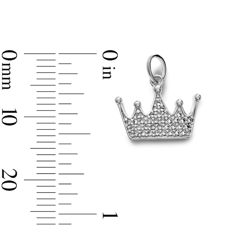 Silver-Plated CZ Pavé Crown Charm