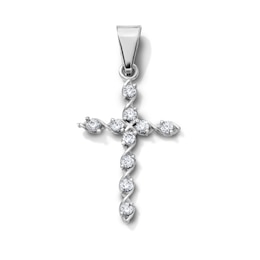 Sterling Silver CZ Swirl Cross Necklace Charm