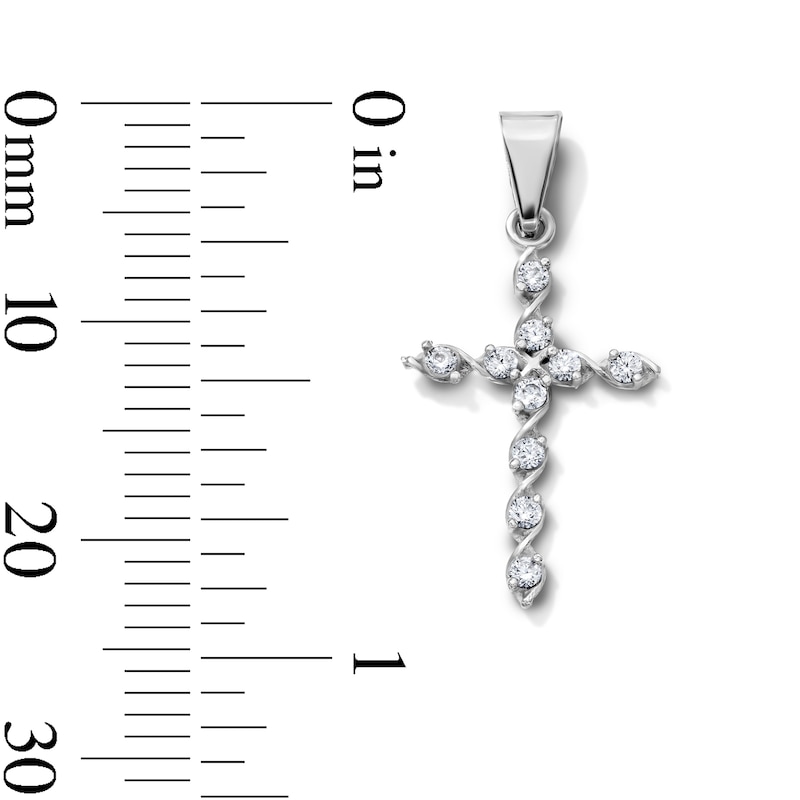 Sterling Silver CZ Swirl Cross Necklace Charm