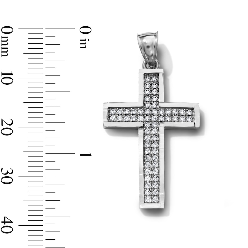 Sterling Silver Diamond-Cut Frame Cross Necklace Charm