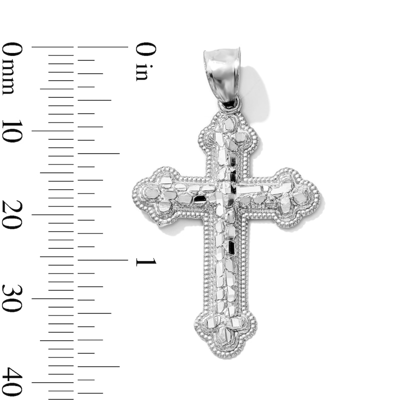 Solid Sterling Silver Nugget Flared-End Cross Necklace Charm