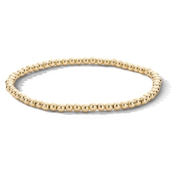 14K Gold Plated 3mm Beaded Stretch Bracelet - 7"