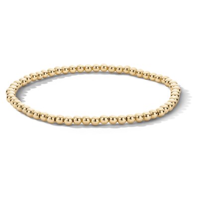 14K Gold Plated 3mm Beaded Stretch Bracelet - 7"