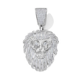 White Silver-Plated CZ Lion Necklace Charm