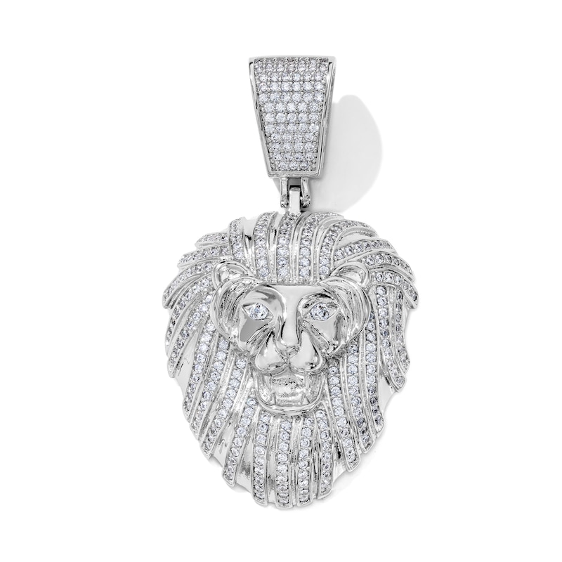 White Silver-Plated CZ Lion Necklace Charm