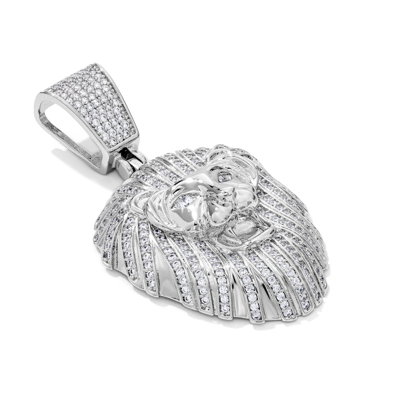 White Silver-Plated CZ Lion Necklace Charm