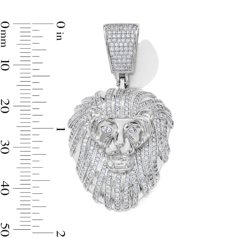 White Silver-Plated CZ Lion Necklace Charm
