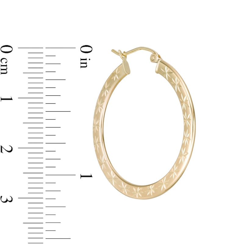 14 Gold Plated 31mm Diamond-Cut Star Flat Hoops