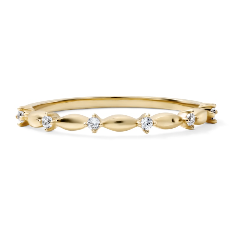 14K Gold Plated CZ Station Stackable Ring - Size 7