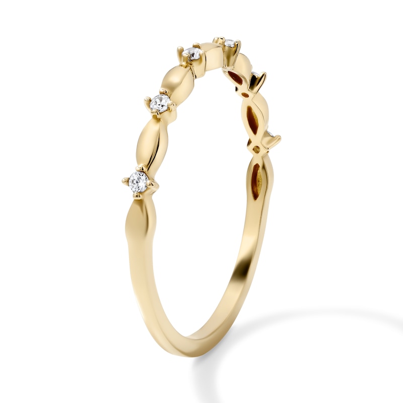 14K Gold Plated CZ Station Stackable Ring - Size 7