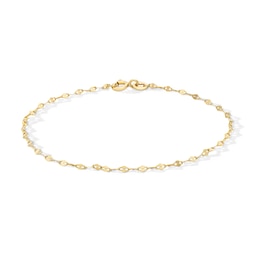 18K Gold Plated Flat Oval Mirror Chain Bracelet - 7.25 in.