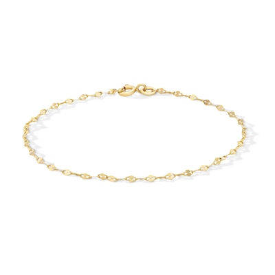 18K Gold Plated Flat Oval Mirror Chain Bracelet - 7.25 in.