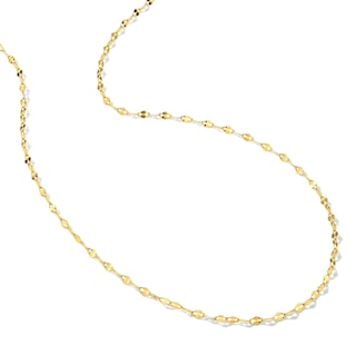 18K Gold Plated Flat Oval Mirror Chain - 15" to 18"
