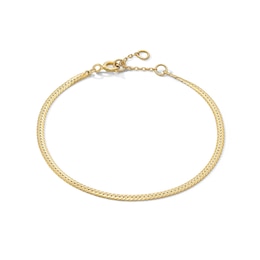 18K Gold Plated 2mm Wheat Chain Bracelet - 6" + 1"