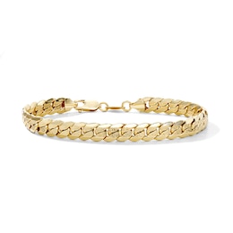 10K Gold-Plated 7.1mm Paved Curb Chain Bracelet - 8.5"