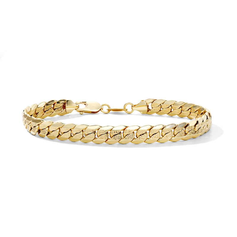 10K Gold-Plated 7.1mm Paved Curb Chain Bracelet - 8.5"