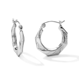 Hollow Sterling Silver Octagonal Hoops - 17mm