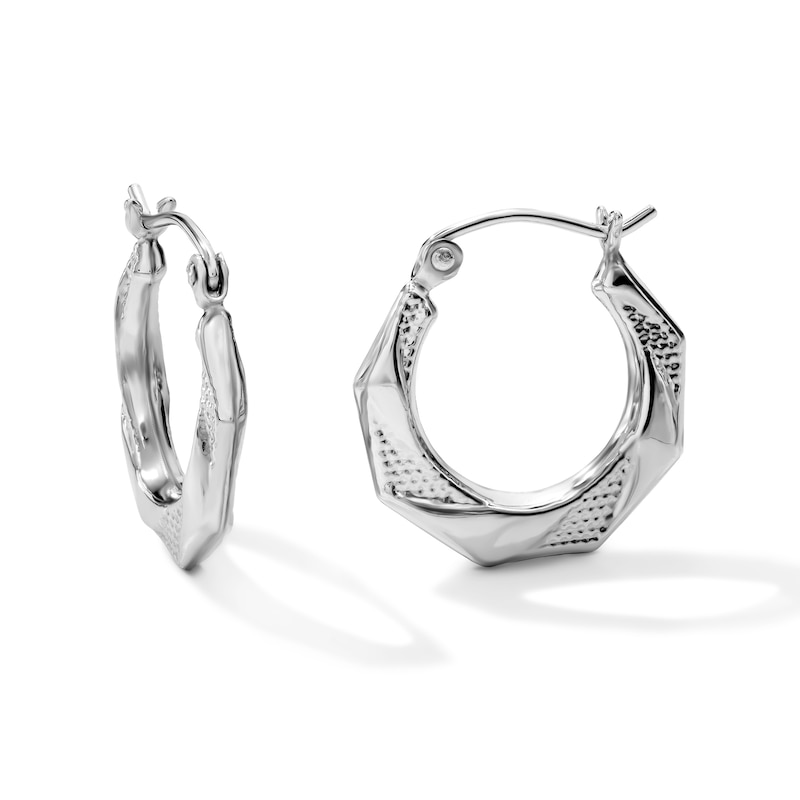 Hollow Sterling Silver Octagonal Hoops - 17mm