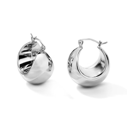 Hollow Sterling Silver Puffy Hoops - 17.5mm