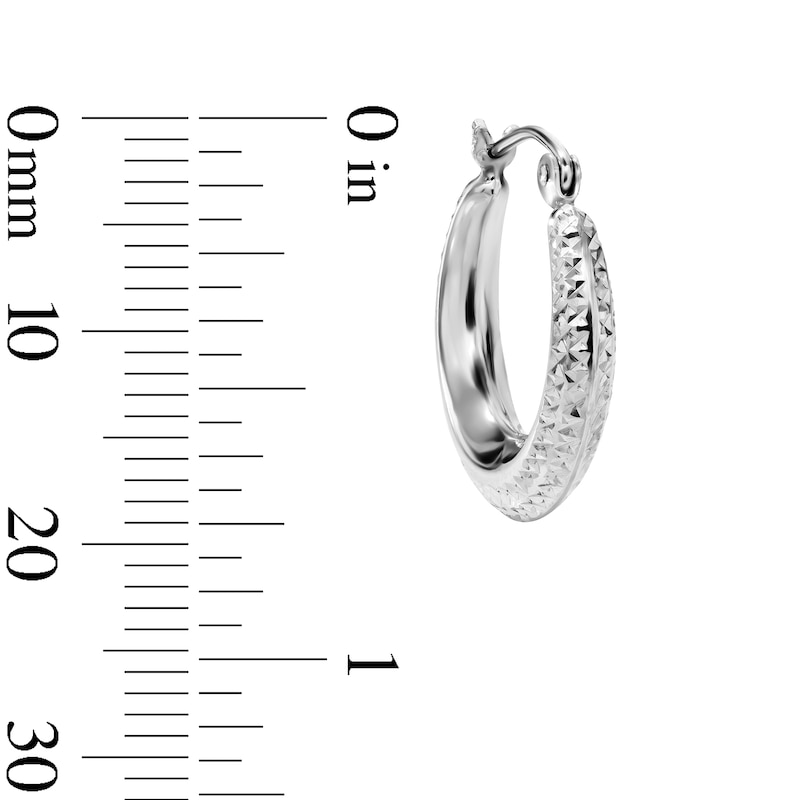 Hollow Sterling Silver Diamond-Cut Knife-Edge Hoops - 17mm