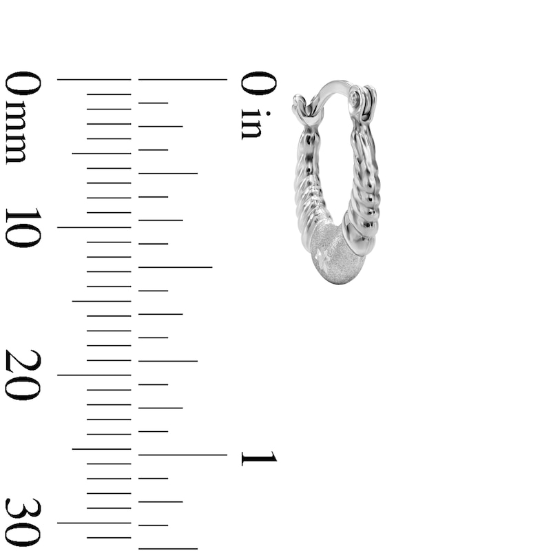 Hollow Sterling Silver Satin-Finish Scalloped Hoops - 13.5mm