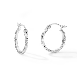 Hollow Sterling Silver Diamond-Cut Hoops