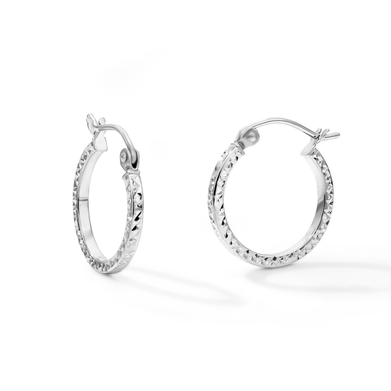 Hollow Sterling Silver Diamond-Cut Hoops