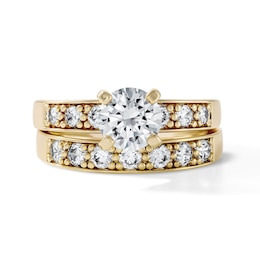 18K Gold Plated Round CZ Pavé Bridal Ring Set