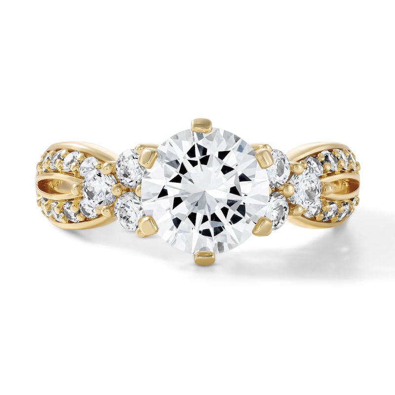 18K Gold Plated CZ Round Center Twist Ring