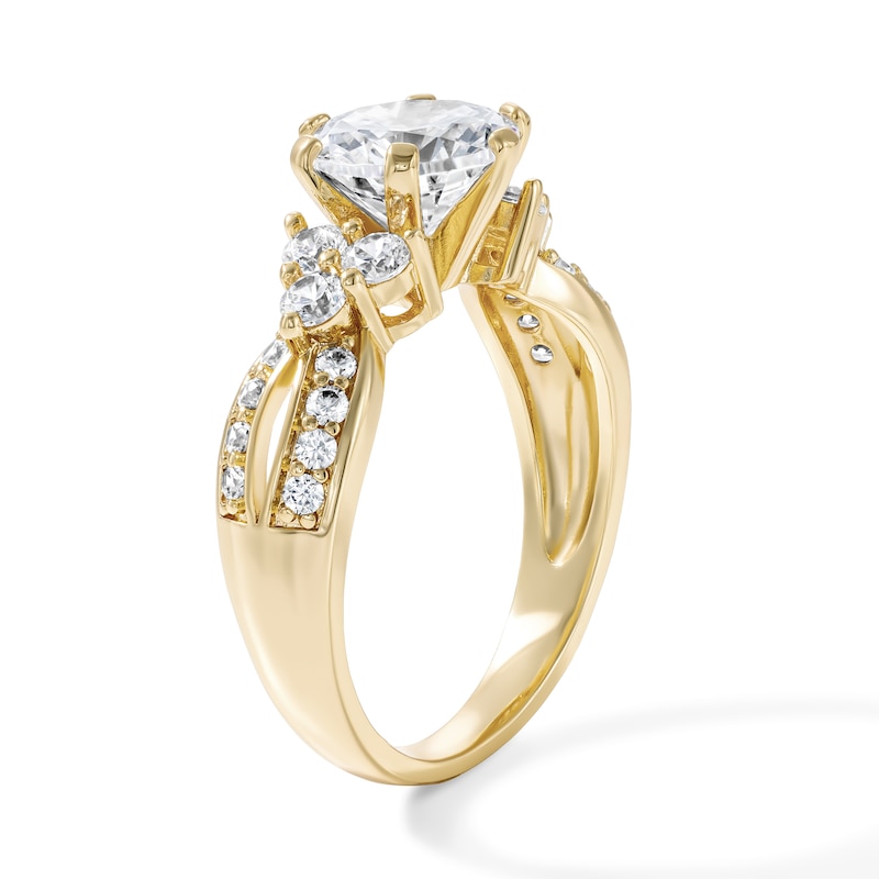 18K Gold Plated CZ Round Center Twist Ring