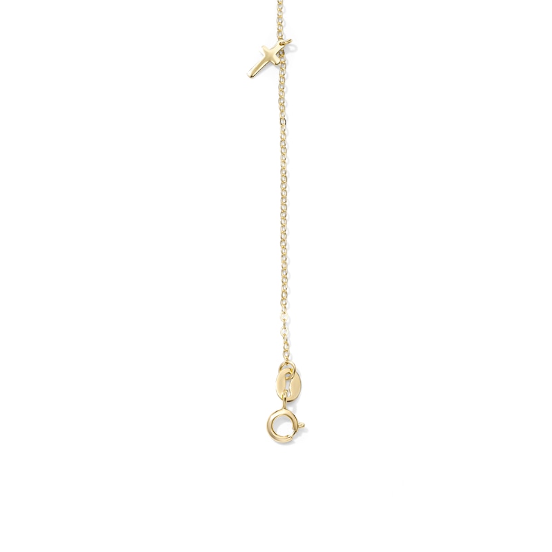 14K Gold-Plated Dangle Cross Station Anklet - 9" + 1"