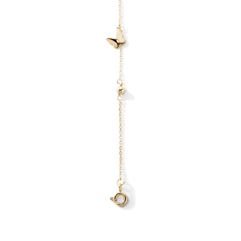 14K Gold-Plated Butterfly Station Anklet - 9" + 1"