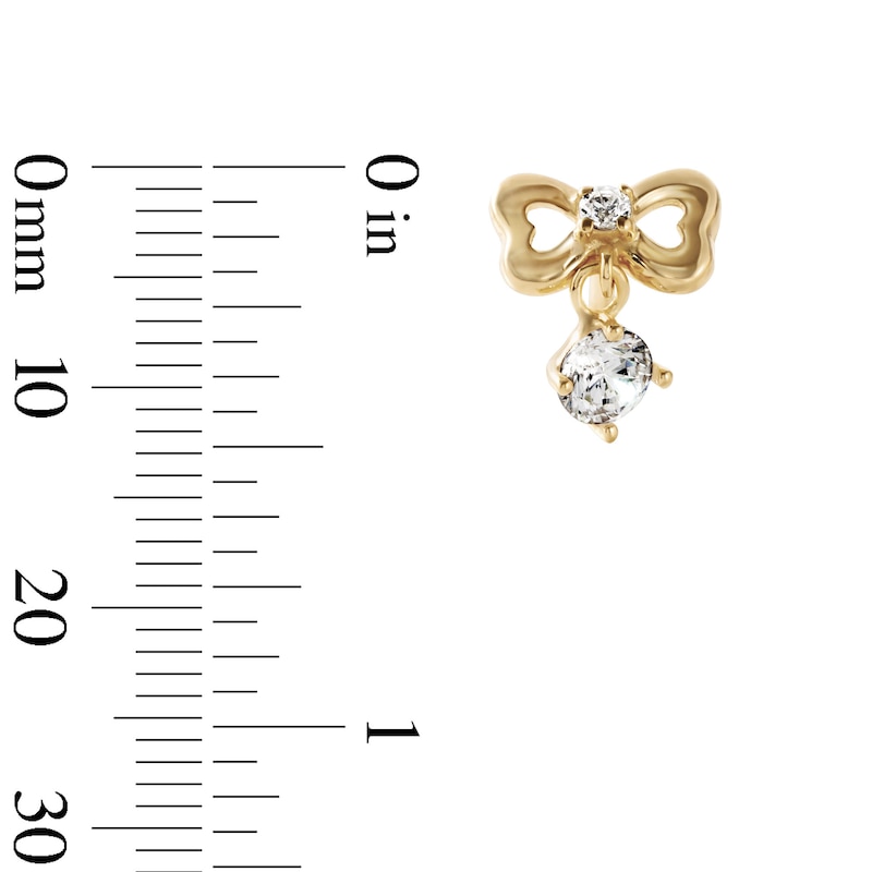 Child's 14K Gold-Plated CZ Bow Dangle Earrings