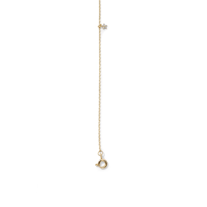 14K Gold-Plated CZ Dangle Star Station Anklet - 9" + 1"