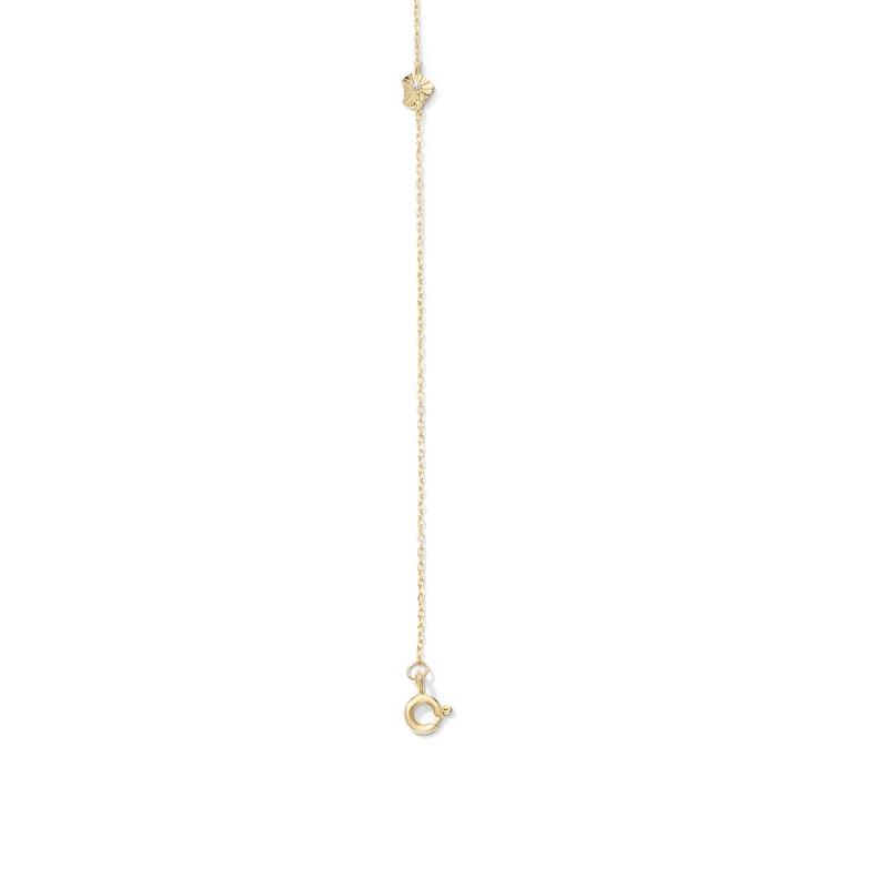14K Gold-Plated CZ Starburst Heart Station Anklet - 9" + 1"