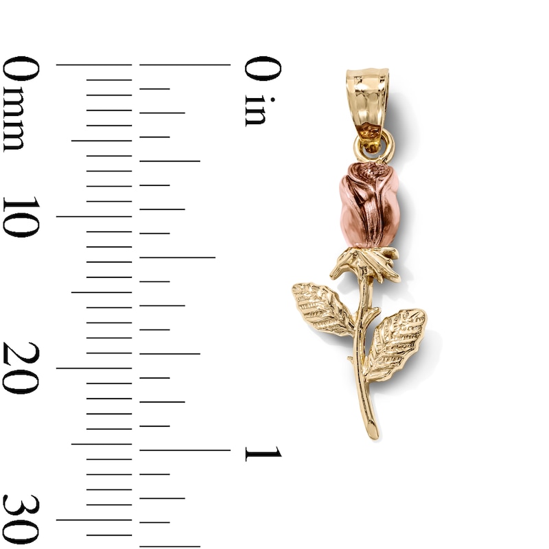 14K Gold-Plated Long Stem Rose Necklace Charm