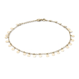14K Gold-Plated Disc Charm Anklet - 9" + 1"