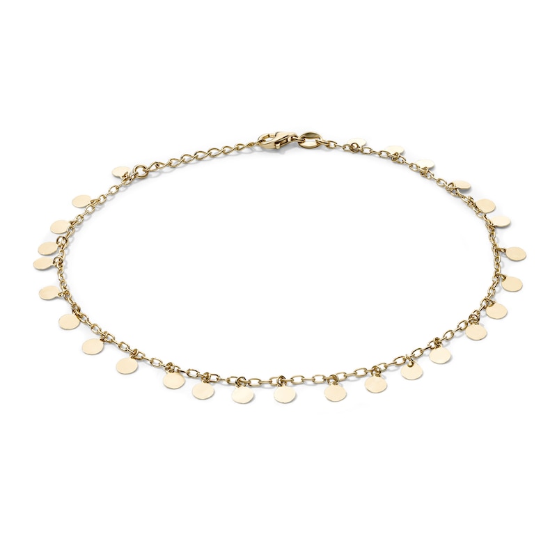 14K Gold-Plated Disc Charm Anklet - 9" + 1"