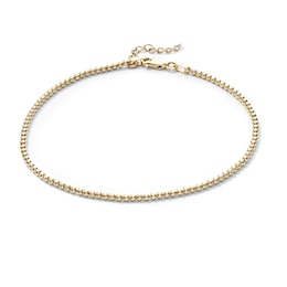 14K Gold-Plated 2mm Oval Bead Anklet - 9" + 1"