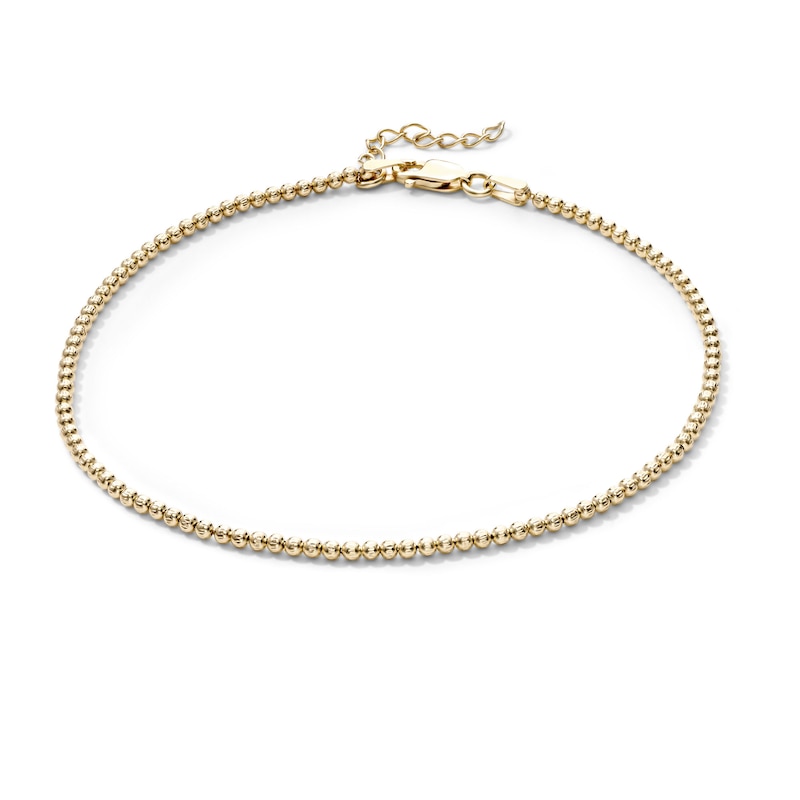 14K Gold-Plated 2mm Oval Bead Anklet - 9" + 1"