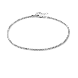 Sterling Silver 2mm Oval Bead Chain Anklet - 9" + 1"