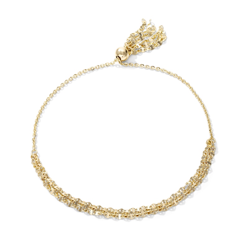 14 Gold-Plated 6-Strand Mirror Chain Bolo Bracelet - 8.5"