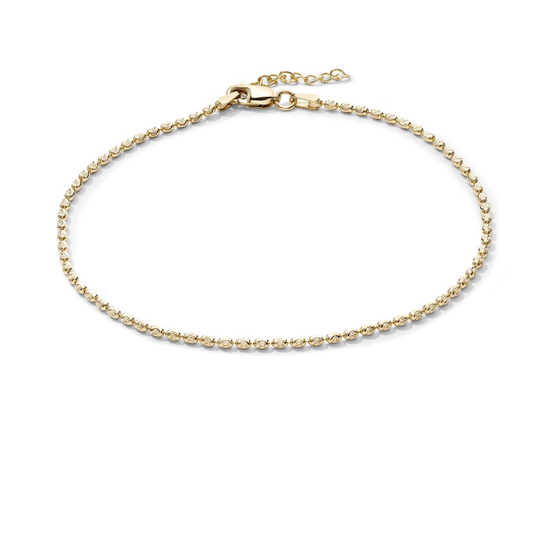 14K Gold-Plated 1.8mm Oval Bead Chain Anklet - 9" + 1"