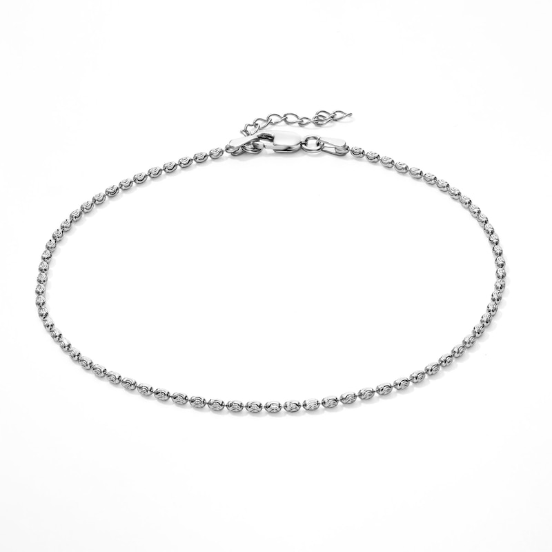 Sterling Silver 1.8mm Oval Bead Chain Anklet - 9" + 1"