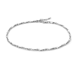 Sterling Silver 2.4mm Twisted Serpentine Anklet - 9" + 1"