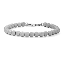 Child's Sterling Silver 5mm Glitter Bead Bracelet - 6"