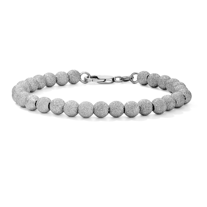 Child's Sterling Silver 5mm Glitter Bead Bracelet - 6"