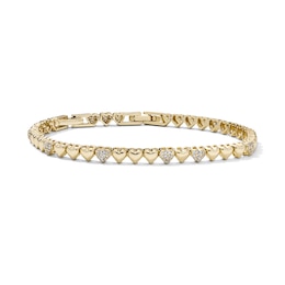 14K Gold-Plated CZ Heart-Link Bracelet - 7.25"
