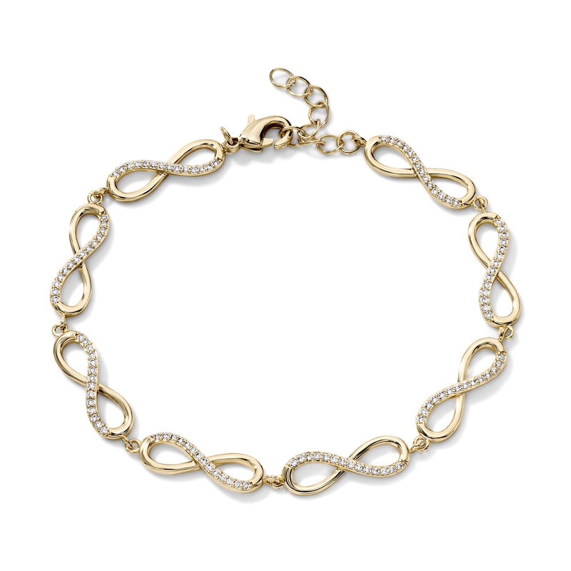 14K Gold-Plated CZ Infinity Link Bracelet - 7.25"